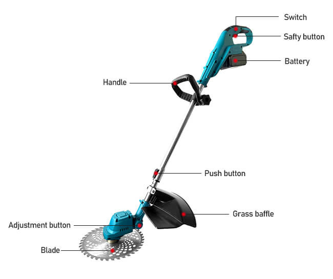Cordless Garden Tools 12V 21V Lithium Trimmer Brush Cutter Electric Grass Mower