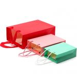 Chic Plain Macaron Color Cardboard Tote Bag Gift Treasure Packaging