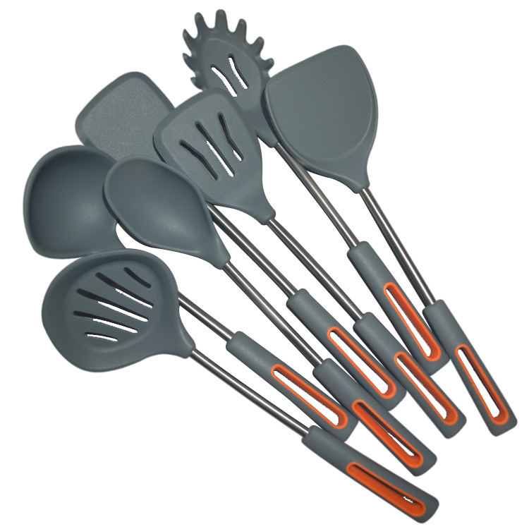 Customized Silicone Spatula Kitchenaid Cooking Utensil Set 8 Pieces Eco Friendly