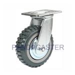 Anti Skid Polyurethane Heavy Duty Swivel Caster Wheels Bright Zinc Plated Finish