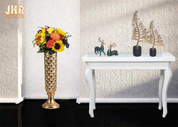 Buy cheap Trumpet Shape Floor Vases Homewares Decorative Items Gold Leafed Fiberglass Table Vases from wholesalers
