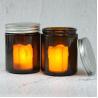 Buy cheap 8oz Wide Mouth Amber Straight Side Round Glass Candle Jar With Lids from wholesalers