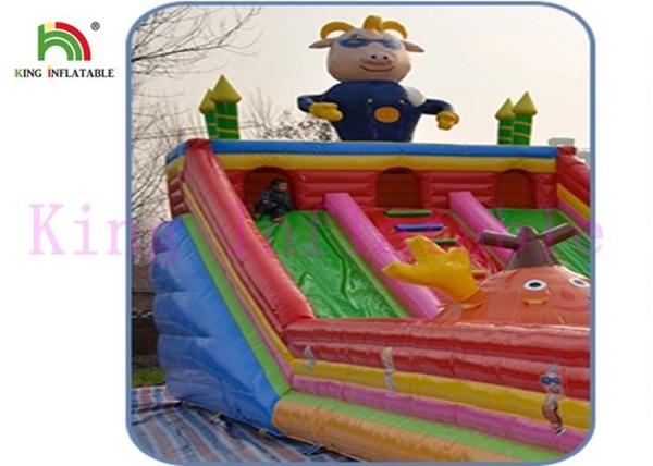 Blow Up Gbond Dry Slide / Commercial Inflatable Slide With Bouncer Play Paradise