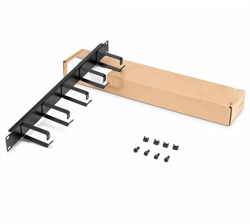 1U Rack Mount Horizontal Metal Cable Manager Single Sided 5 Snapin D Rings