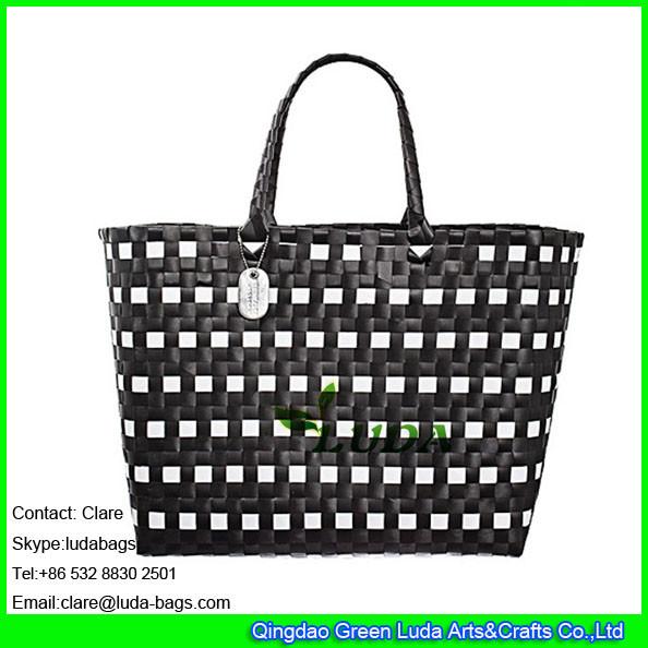 LDSL-027 mixed color beach totes women shopping bag pp strap woven straw tote