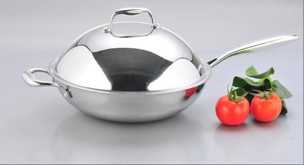 Buy cheap 2Pcs 3-ply stainless steel cookware wok SHSW-1005 from wholesalers