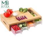 Wholesale Eco-Friendly Bamboo Cutting Board With 4 Trays For Apartment Kitchen
