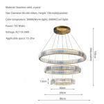 Modern Crystal Led Chandelier for Living Room Bedroom Crystal Ring Circle