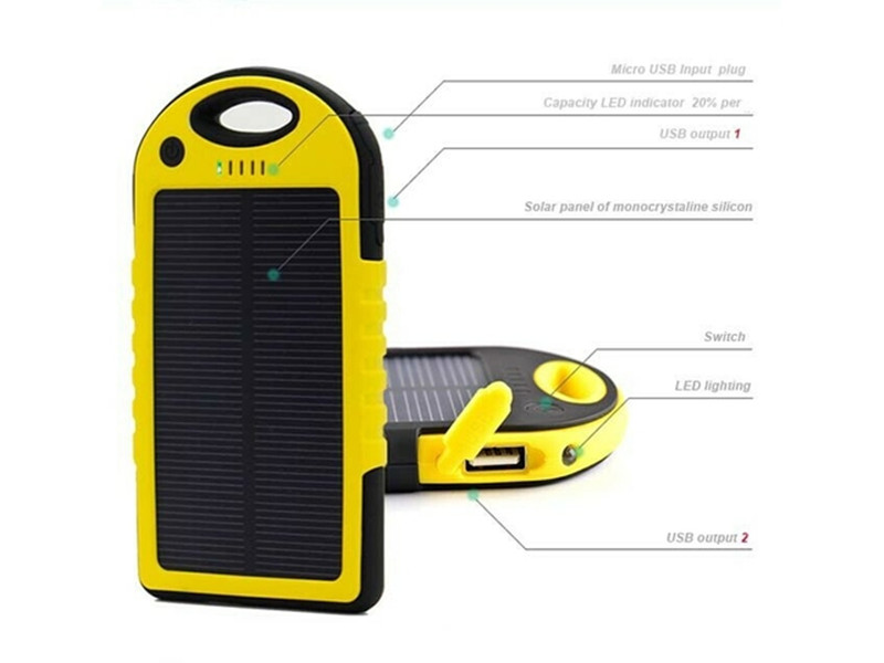 Dual usb solar charger 5000mAh full capacity solar charger