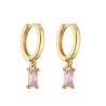 Buy cheap Gold Plated 18K Hoop Earrings Rectangle Water Drop Pink Zircon Diamond Pendant from wholesalers