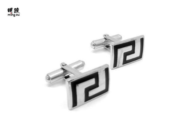 Buy cheap Funky Black Custom Enamel Cufflinks Monogrammed , Antique Tin Cufflinks For Men from wholesalers