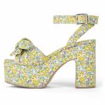 Buy cheap Printed 10cm Womens Wedge Heeled Shoes Bow Tie Slender Straps from wholesalers