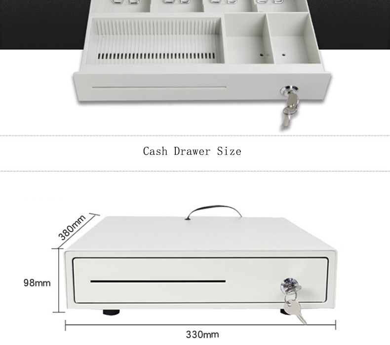 Cash Management Solution POS Systems Cash Drawer with Three Lock Gear and 330mm Width