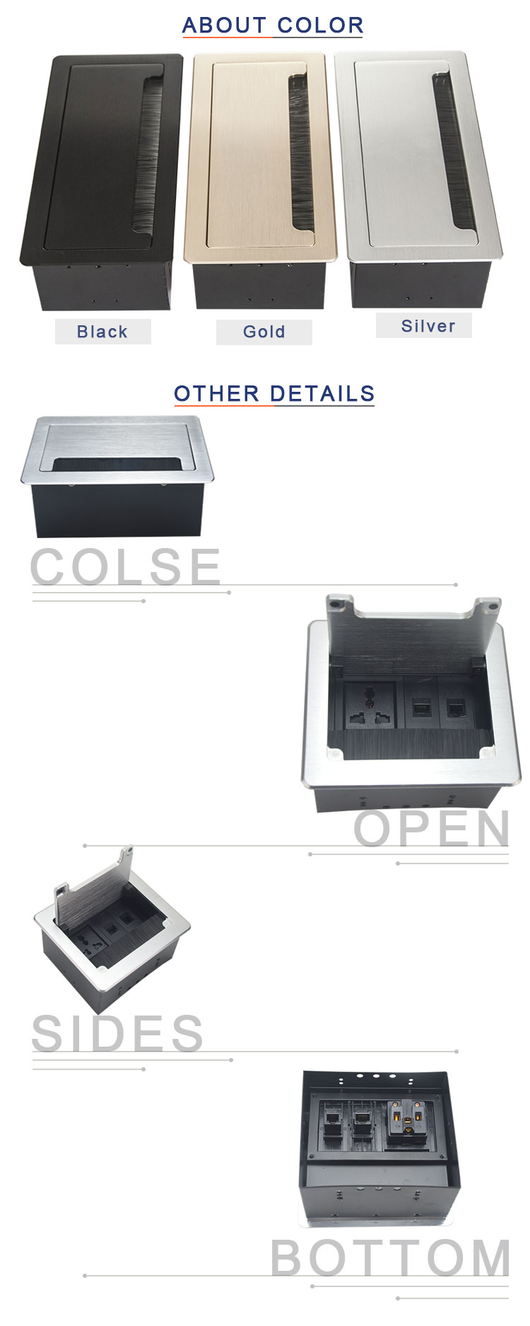 Conference Brush Socket Clamshell Hidden Table Mounted Socket Box For Office Table