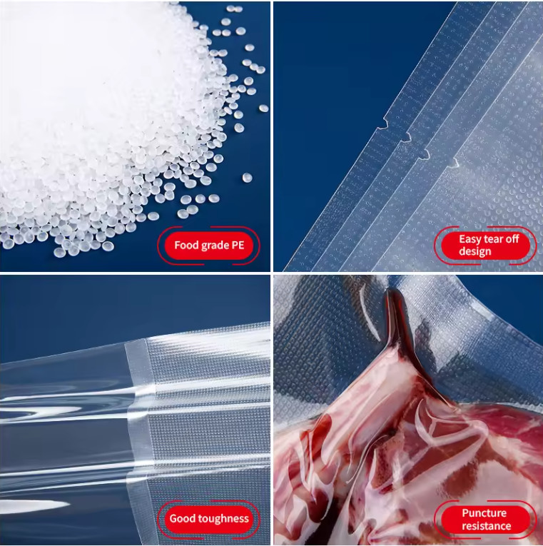Embossed Vacuum Storage Sealer Bags Seal Food Packaging Bags Vacuum