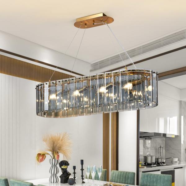 Buy cheap Luxury living room chandeliers blue glass hanging lamp rectangle chandelier kitchen lights hanging(WH-CY-194) from wholesalers