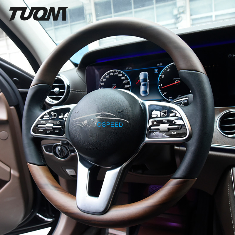 Custom GLC Mercedes Benz Steering Wheel Round Shape Wood Spliced Leather