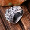 Buy cheap Thai Sterling Silver Brass 2 Tone Sunlight Engraved Retro Men Ring (059186) from wholesalers