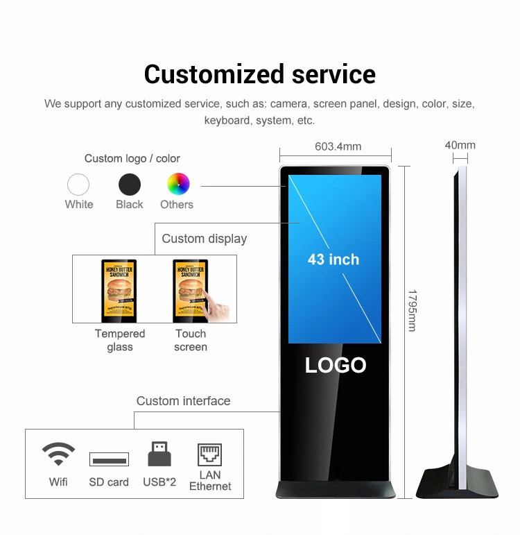 Slim Body Indoor Advertising LED Display Free Standing Type For Cinema