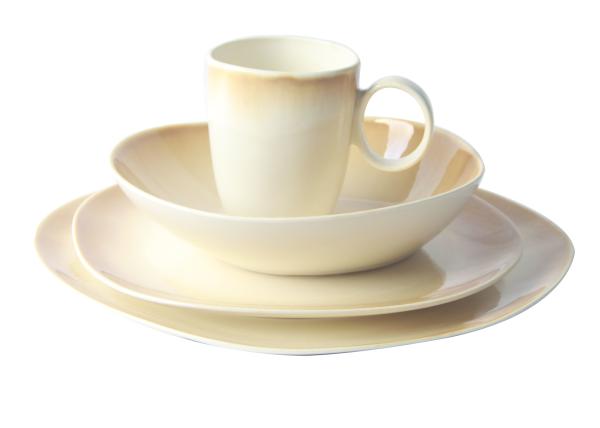 Buy cheap Beige Color Stoneware Tableware Sets 16pcs Organic Shape Dishwasher / Microwave Safe from wholesalers