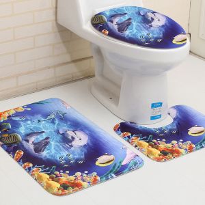 Buy cheap Three Piece Bathroom Mat Toilet Carpet Set 3D Dolphin Printed from wholesalers
