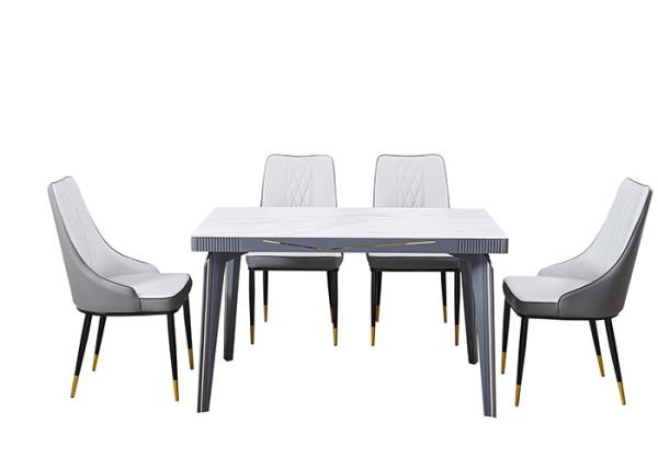 Buy cheap Metal Inlaid Light Luxury Rock Slate Top Dining Table from wholesalers