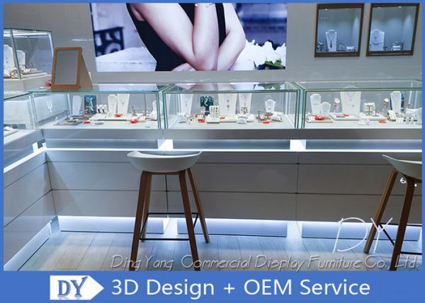Buy cheap Luxurious Store Jewelry Display Cases / Beige Painting Finished Gold Shop Counter from wholesalers