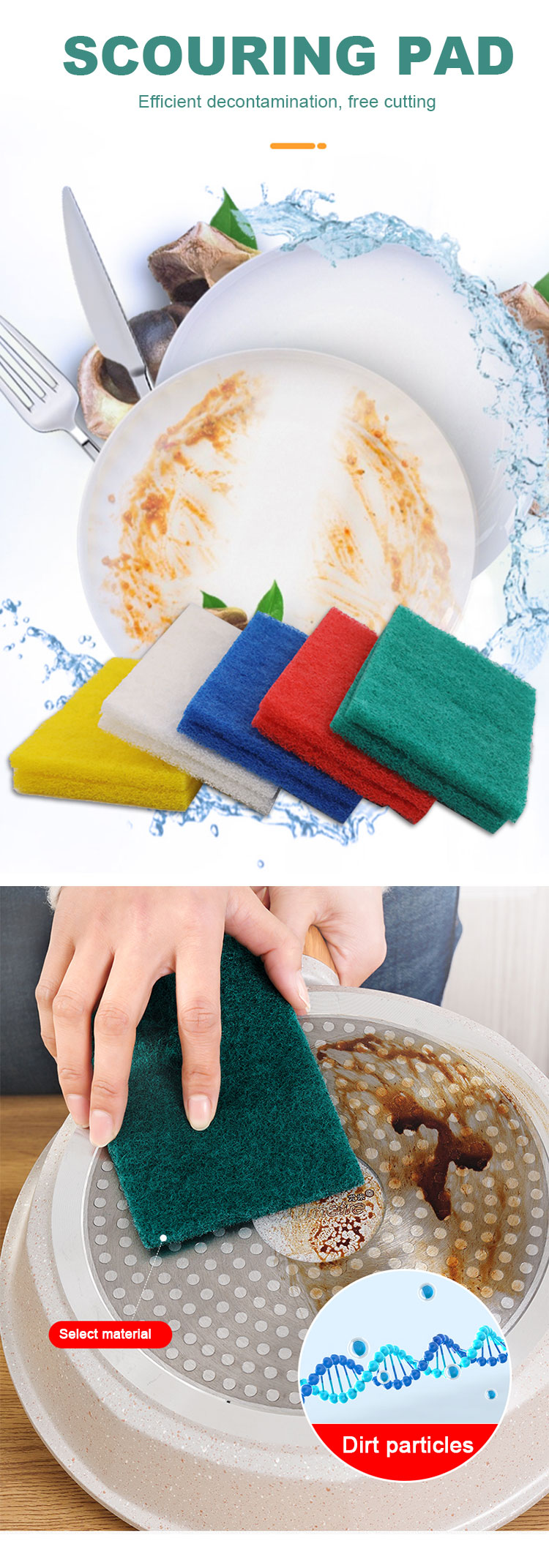 Sustainable White Scouring Pad No Damage Simple Design Smooth Using