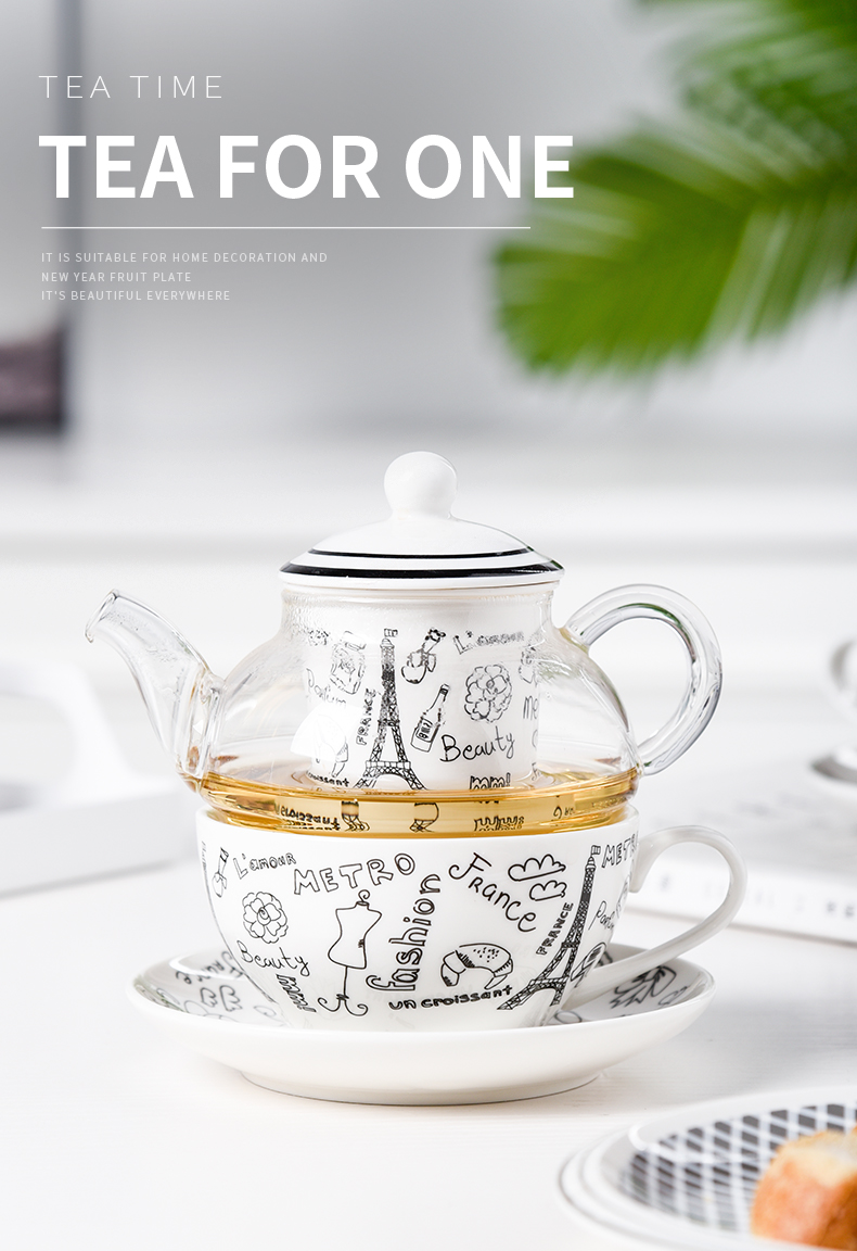 Ceramic Tea Mug With Strainer And European Glass Teapot Sustainable One Person Teekanne Set