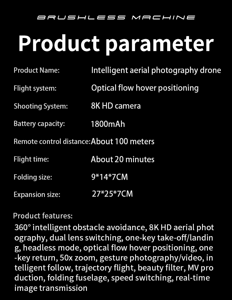 Mini Drone with 1080P Video Recording Camera 12 Minutes Flying Time 100 Meters Flying Distance Profissional FPV RC Drone