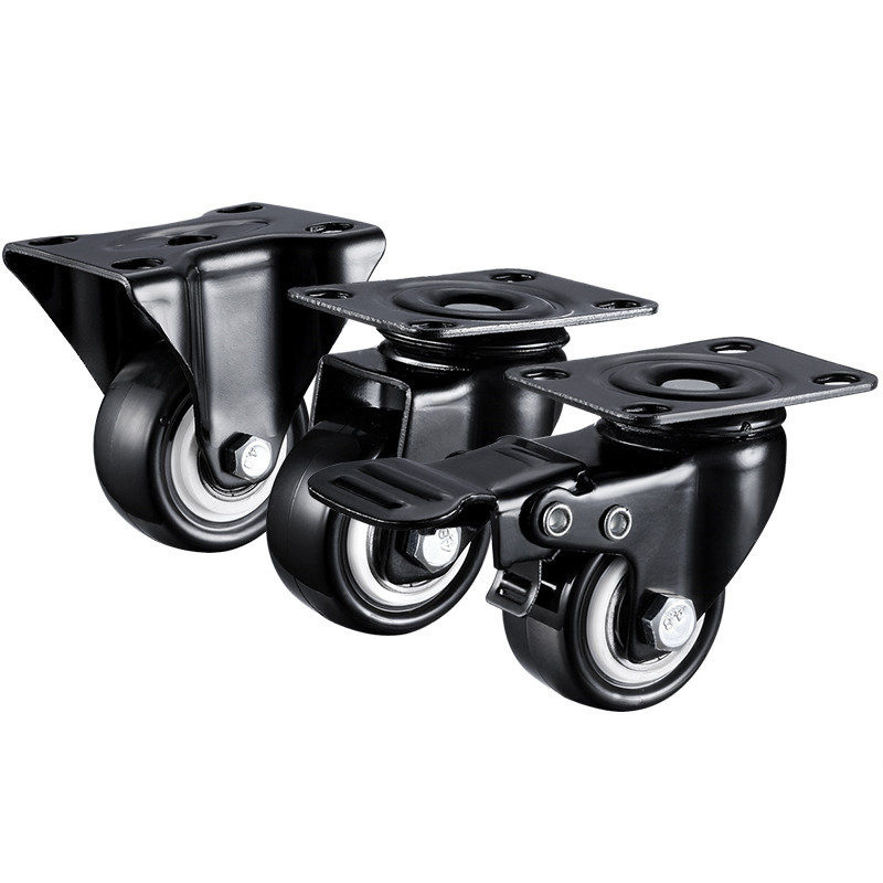 75mm 3inch Industry Wheel Barrow Black Office Chair Polyurethane Castor