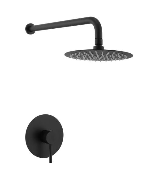 Buy cheap Wall Mount 2CM Pipe Black Shower Faucet Set Hotel Bathroom Use from wholesalers