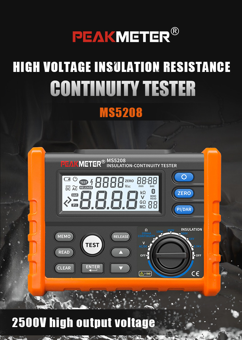SafeGuard Tester Advanced High Voltage Insulation Continuity Tester Featuring Auto Discharge and Dual Display