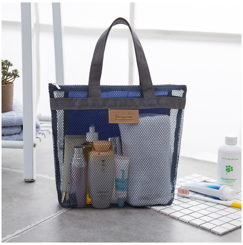 Large Capacity Zipper Close Ladies Mesh Travel Wash Bag