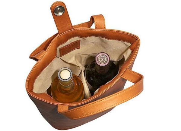 Buy cheap Dongguan factory wholesale PU handbag for two wine bottles from wholesalers