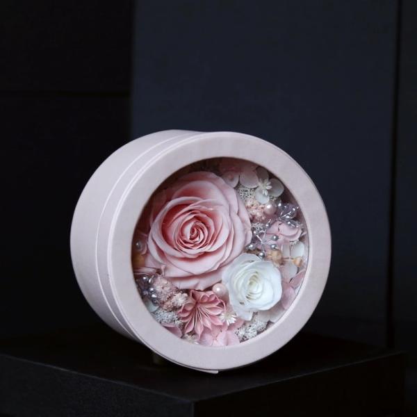 Buy cheap New design long life flowers round leather box preserved rose gift for lover rose gift from wholesalers