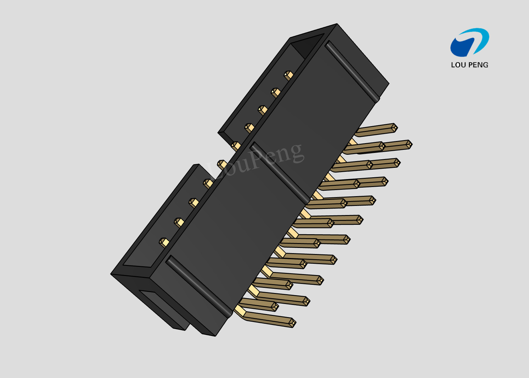 IDC Header connector, PCB Mount Receptacle, Board-to-Board, 2x10 Position, 1.27mm Pitch, Gold Flash, Right angle，DIP