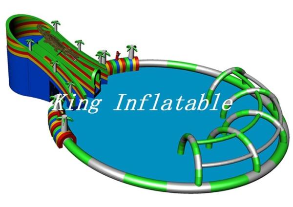 Outdoor Giant Inflatable Water Park 30m Diameter Constant Blower With Crocodile