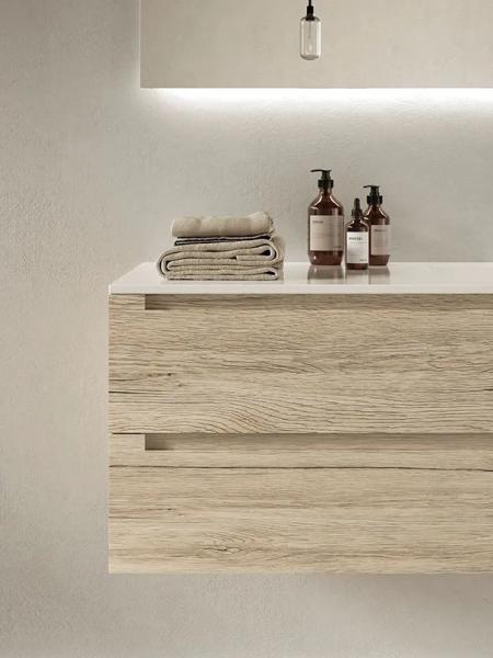 Buy cheap Modern Wood Grain Bathroom Vanity Double Sink Bathroom Cabinet Customized from wholesalers