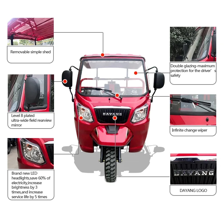 Front Disc Rear Drum Brake System Trike 350cc Motorcycle Chinese Trimotos with Curb Weight ≥500kg