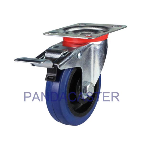 Durable 5 Inch Rubber Casters Top Plate Swivel Industrial Style Casters With