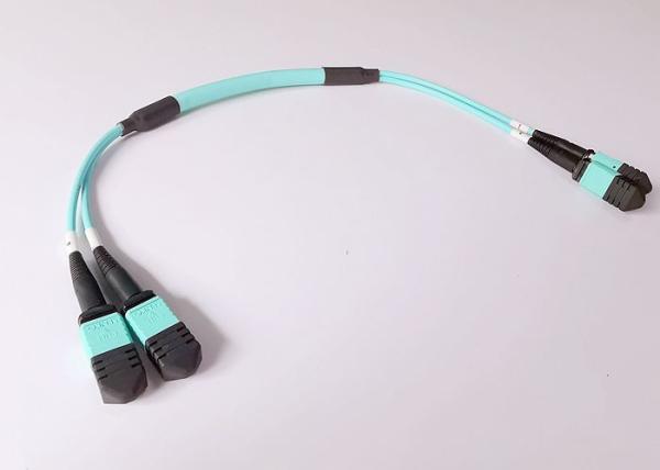 2X12F MPO To MPO Fanout Cable , Female Om4 Fiber Patch Cable High Tensile