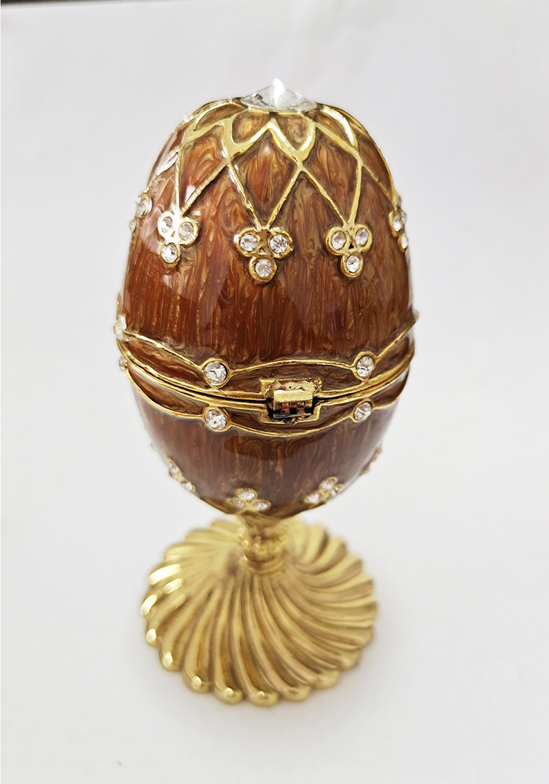 Luxury Faberge Easter Egg Elegant Enamel jewlery box Crytsal Easter Faberge Egg Trinket Box Woman Earrings Egg Case