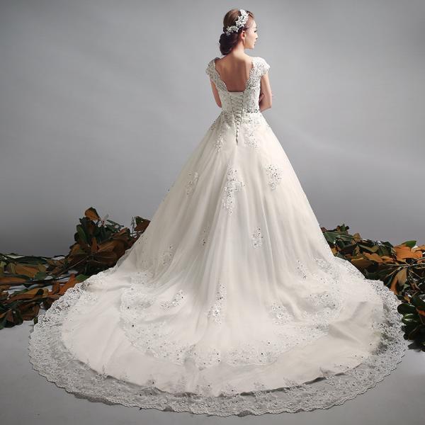 Buy cheap Elegant Deep V Neck Beaded Train Wedding Dress TSLYHS003 from wholesalers