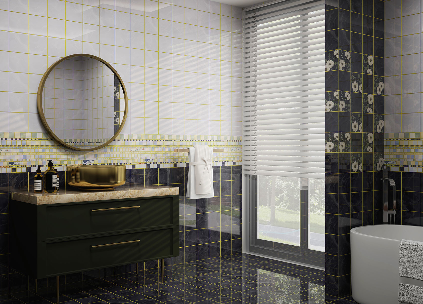 12"X24" Mirror Surface Vintage Tiles And Ceramic Wall Tile For Living Room Dark Gray