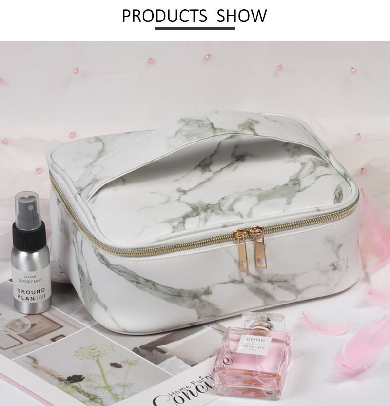 Eco Friendly Ladies Travel Marble PU Makeup Storage Bag