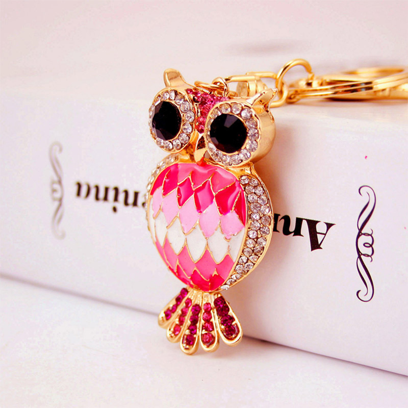 Owl Personalized Bling Wristlet Keychain 50mm Irregular Shaped