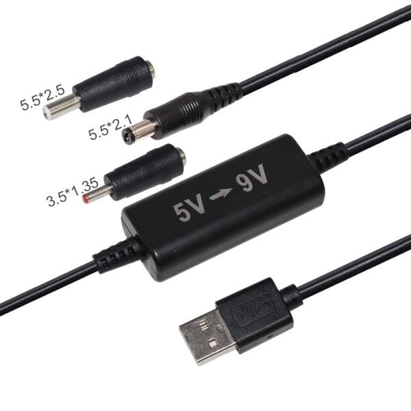 5V to 9V 12V DC Boost Converter USB Cable for Vehicle Charging