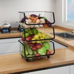 OEM Black Removable Stainless Steel Kitchenwares MultiLayer Vegetable Shelving