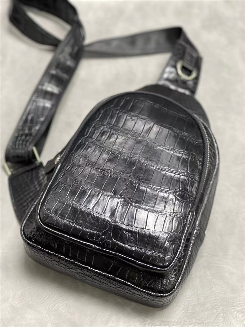 Exotic Crocodile Skin Men's Chest Bag Authentic Genuine Alligator Leather Male Messenger Bag Crossbody Shoulder Bag